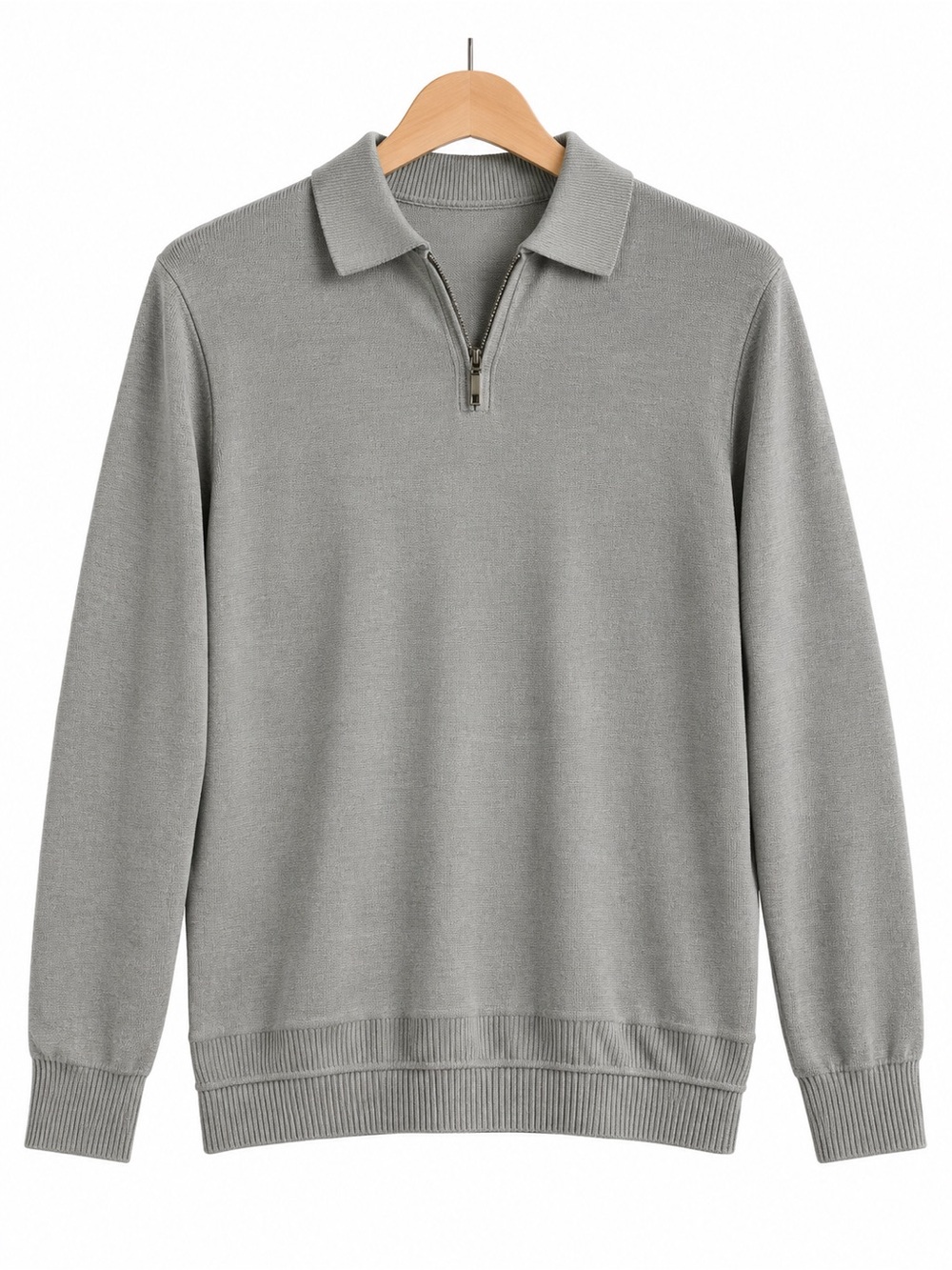 BOSS Hugo Boss Gray Quarter-Zip Knit Polo Sweater Men’s M